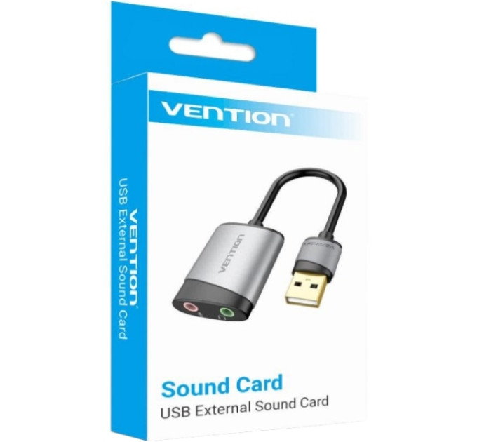 Vention Звукова плата USB External Sound Card 0.15M Gray Metal Type Vention (CDKHB)