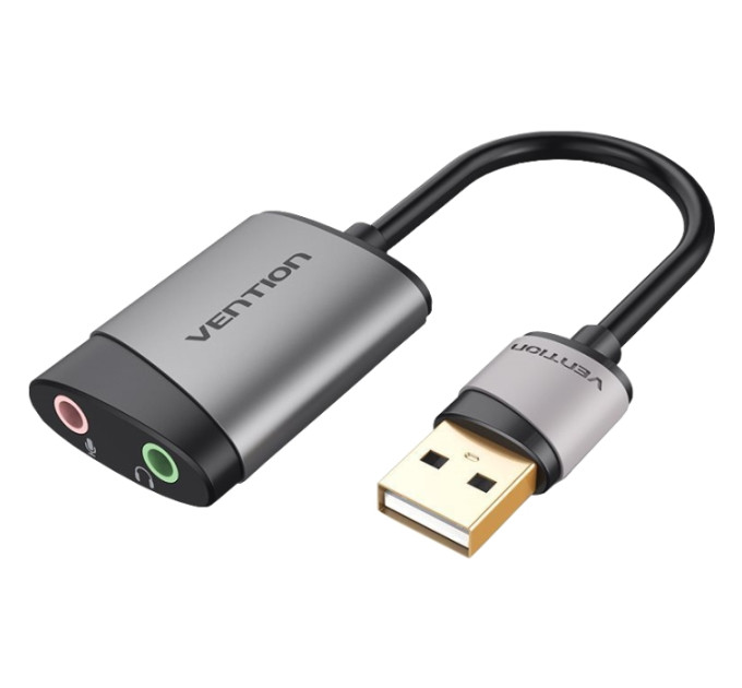 Vention Звукова плата USB External Sound Card 0.15M Gray Metal Type Vention (CDKHB)