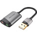 Vention Звукова плата USB External Sound Card 0.15M Gray Metal Type Vention (CDKHB)