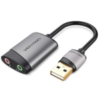 Звукова плата USB External Sound Card 0.15M Gray Metal Type Vention (CDKHB)
