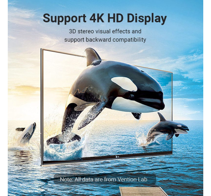 Vention Перехідник HDMI 90 Degree Male to Female Vertical Flat Adapter Black Vention (AIPB0)