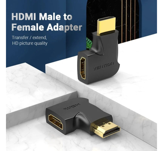 Vention Перехідник HDMI 90 Degree Male to Female Vertical Flat Adapter Black Vention (AIPB0)