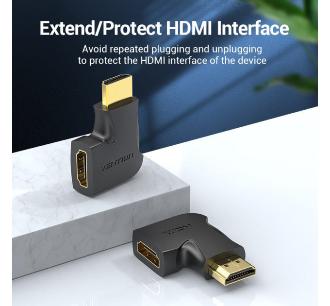 Vention Перехідник HDMI 90 Degree Male to Female Vertical Flat Adapter Black Vention (AIPB0)