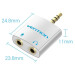 Vention Перехідник 4 Pole 3.5mm Male to 2*3.5mm Female Audio Adapter Silvery Metal Type Vention (BDBW0)