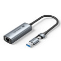 Перехідник USB-C + USB-A to 2.5 Gigabit Ethernet Adapter 0.15M Gray Aluminum Alloy Type Vention (CFUHB)