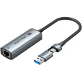 Vention Перехідник USB-C + USB-A to 2.5 Gigabit Ethernet Adapter 0.15M Gray Aluminum Alloy Type Vention (CFUHB)