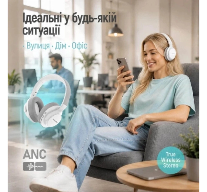 ColorWay Навушники ColorWay Aero ANC White/Gray (CW-HBT02WT)
