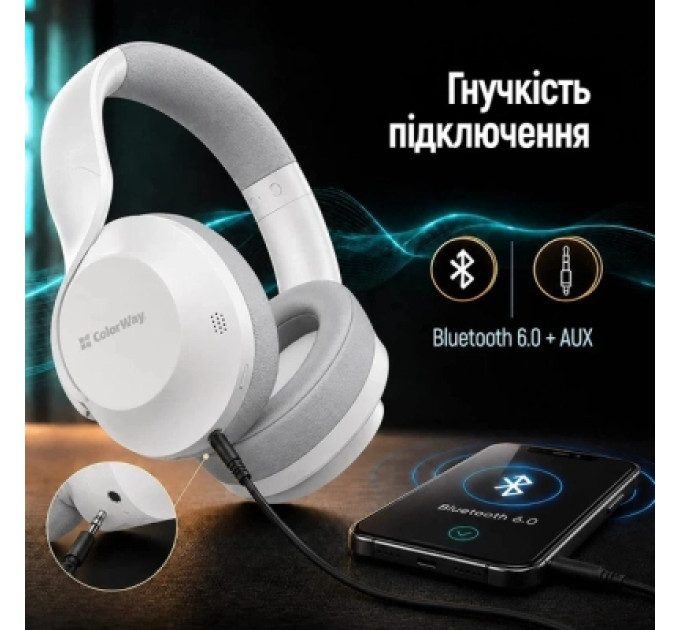 ColorWay Навушники ColorWay Aero ANC White/Gray (CW-HBT02WT)
