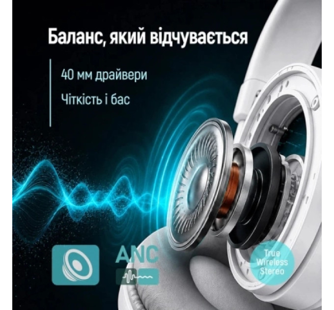 ColorWay Навушники ColorWay Aero ANC White/Gray (CW-HBT02WT)