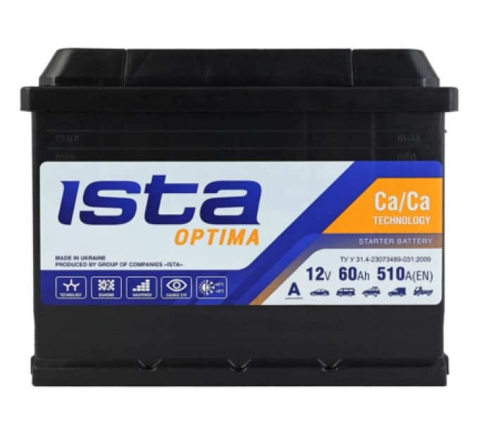 Ista Акумулятор автомобільний ISTA Optima 60Ah 510A L+ (L2)