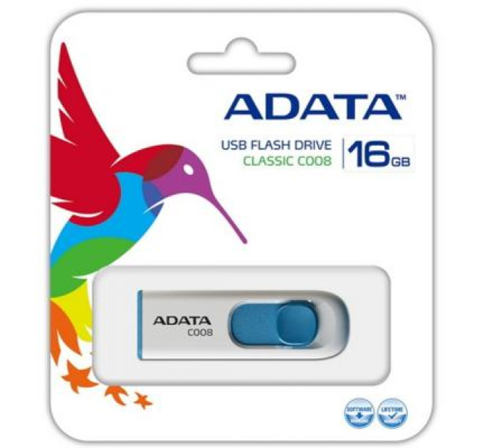 ADATA USB флеш накопичувач ADATA 16GB C008 White USB 2.0 (AC008-16G-RWE)