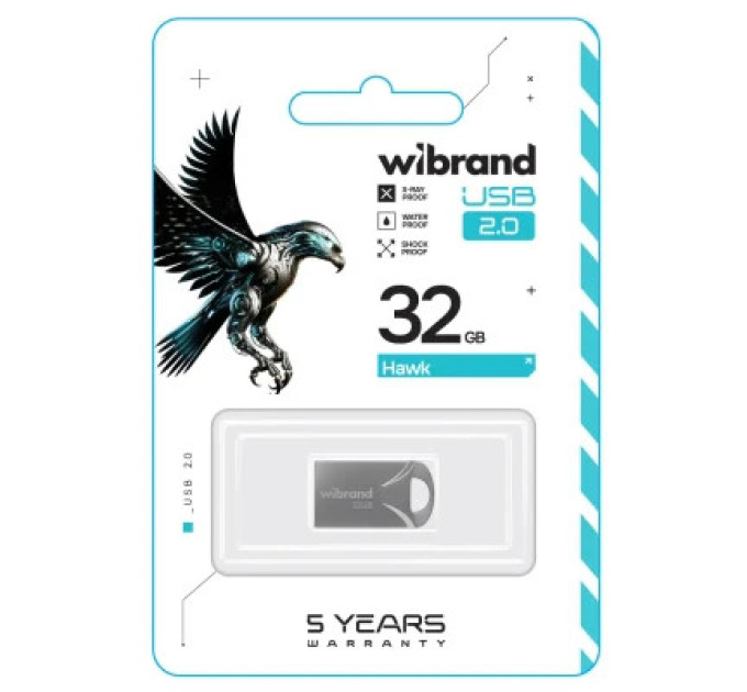 Wibrand USB флеш накопичувач Wibrand 32GB Hawk Silver USB 2.0 (WI2.0/HA32M1S)