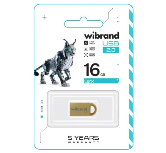 Wibrand USB флеш накопичувач Wibrand 16GB lynx Gold USB 2.0 (WI2.0/LY16M2G)