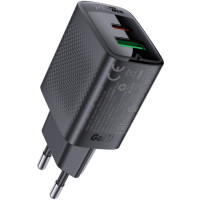 Зарядний пристрій Acefast A78 1xUSB-C PD20W + 1xUSB-A GaN Black (6974316283256)