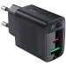 Acefast Зарядний пристрій Acefast A78 1xUSB-C PD20W + 1xUSB-A GaN Black (6974316283256)