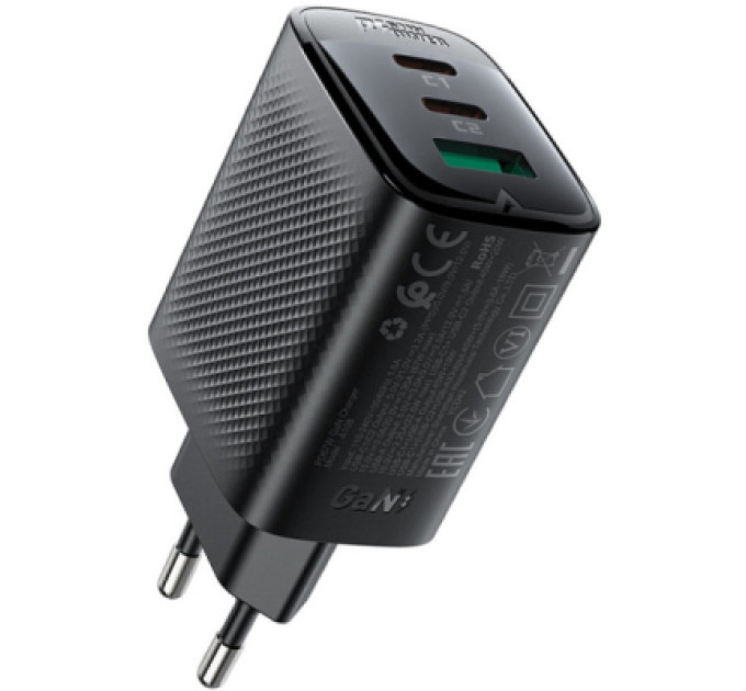 Acefast Зарядний пристрій Acefast 2xUSB-C + 1xUSB 67W GaN black (6974316284048)
