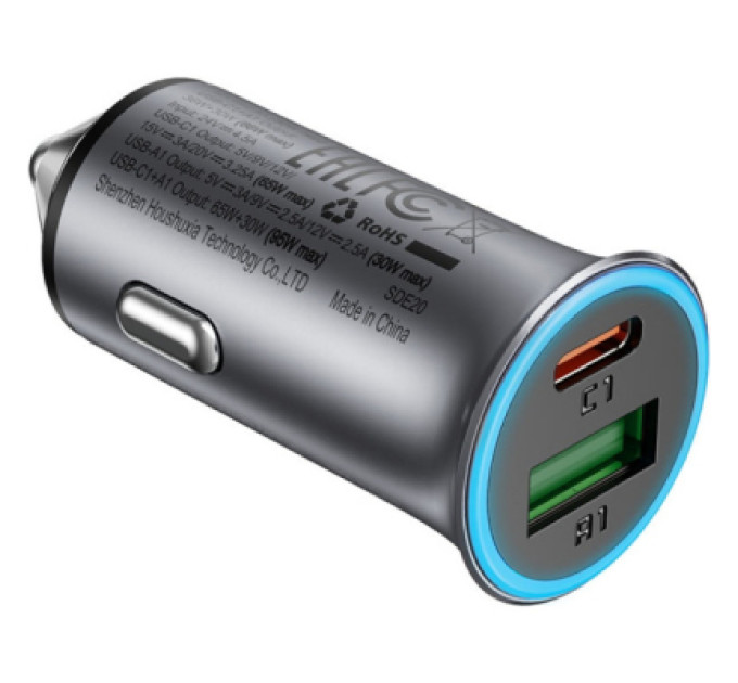 Acefast Зарядний пристрій Acefast 1xUSB-C + 1xUSB 95W car adapter B16 black (6974316284970)