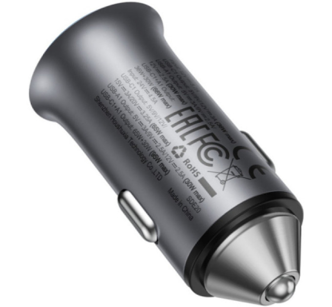 Acefast Зарядний пристрій Acefast 1xUSB-C + 1xUSB 95W car adapter B16 black (6974316284970)