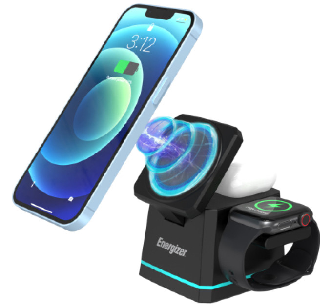 Energizer Зарядний пристрій Energizer 15W 3-in-1 magnetic wireless black (WCP307)
