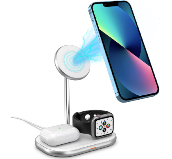 Energizer Зарядний пристрій Energizer 15W 3-in-1 magnetic wireless white (WCP303)