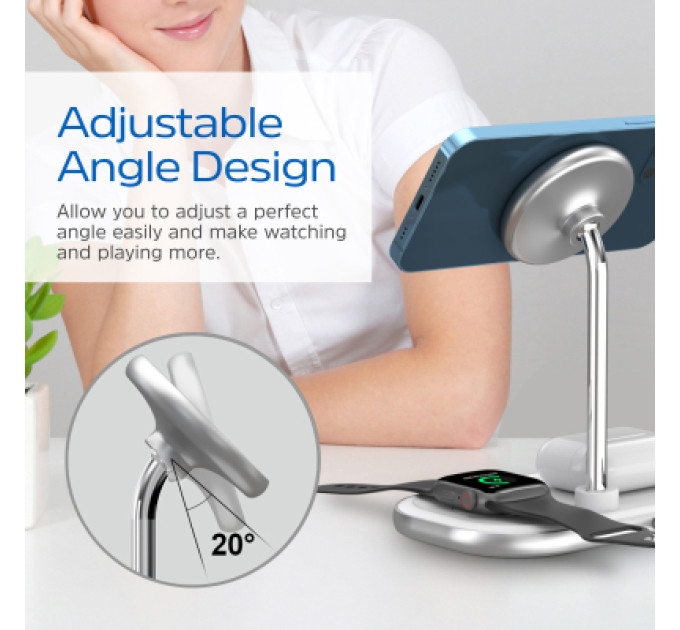 Energizer Зарядний пристрій Energizer 15W 3-in-1 magnetic wireless white (WCP303)