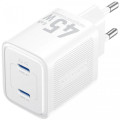 Vention Зарядний пристрій VENTION 2xUSB-C PD45W GaN white (FEFW0-EU)