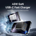 Vention Зарядний пристрій VENTION 2xUSB-C PD45W GaN white (FEFW0-EU)