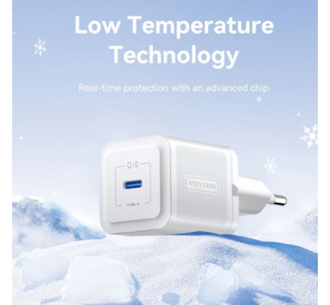 Vention Зарядний пристрій Vention 1xUSB-C PD20W GaN + cable USB-C to USB-C white (TZ-FEPW0-EU-01)