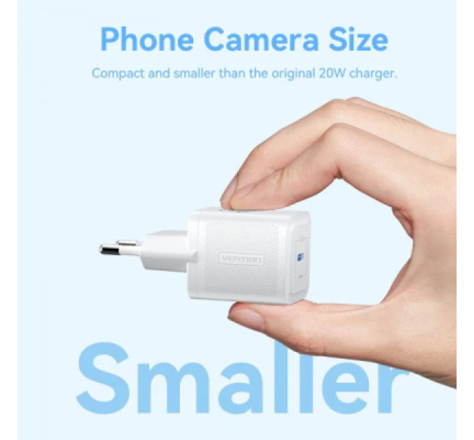 Vention Зарядний пристрій Vention 1xUSB-C PD20W GaN + cable USB-C to USB-C white (TZ-FEPW0-EU-01)
