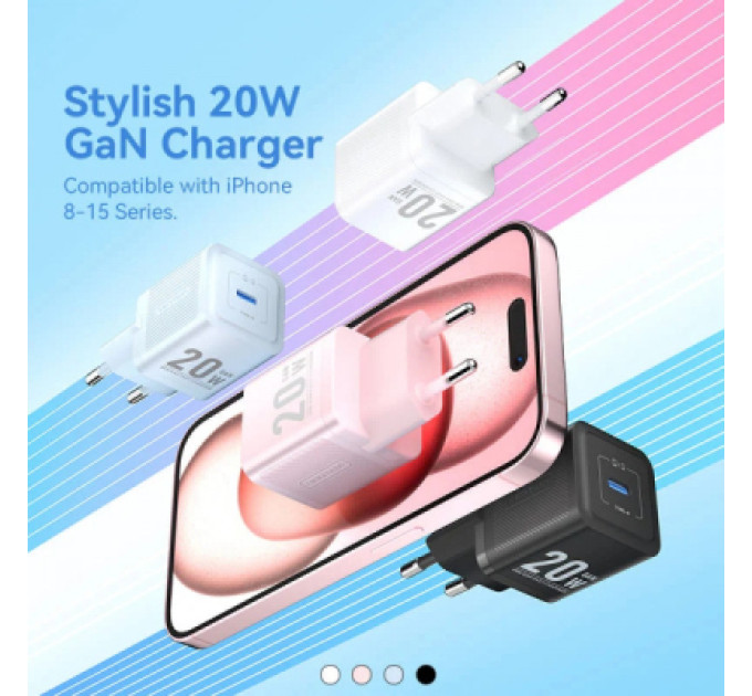 Vention Зарядний пристрій Vention 1xUSB-C PD20W GaN + cable USB-C to USB-C white (TZ-FEPW0-EU-01)