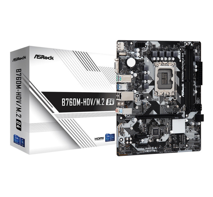 Материнская плата  ASRock B760M-HDV/M.2 D4 (s1700/B760/DDR4/mATX)
