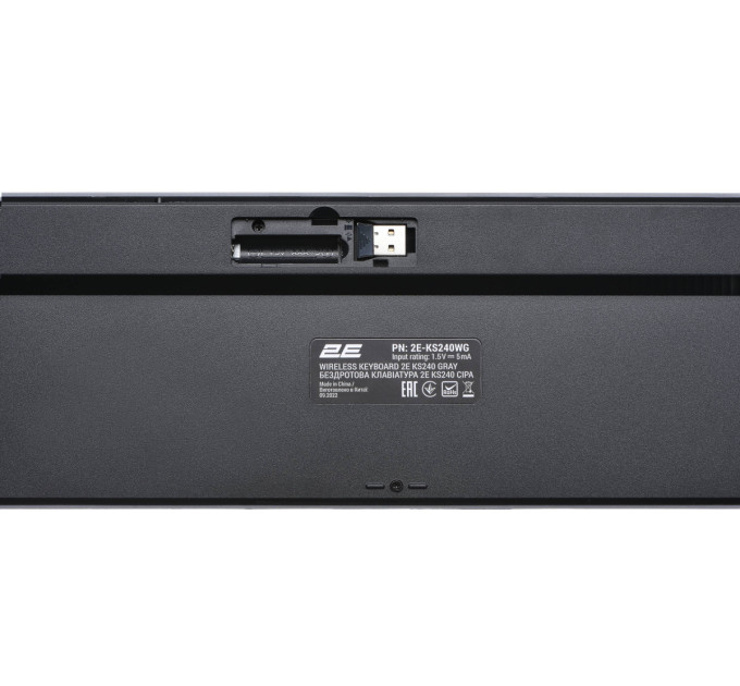 2E Клавіатура мембранна 2E KS240 110key, WL/BT, EN/UK/RU, сіро-чорний