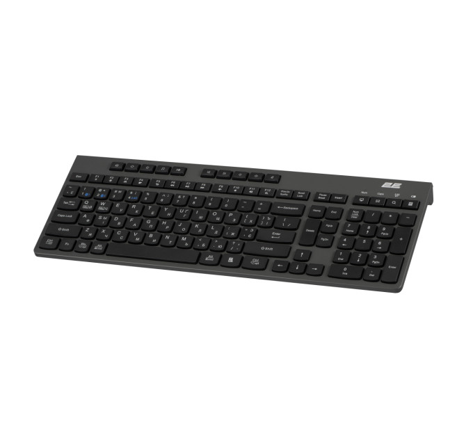 2E Клавіатура мембранна 2E KS280 120key, WL/BT, EN/UK/RU, silent, чорно-сіра