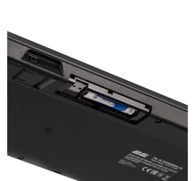 2E Клавіатура мембранна 2E KS280 120key, WL/BT, EN/UK/RU, silent, чорно-сіра