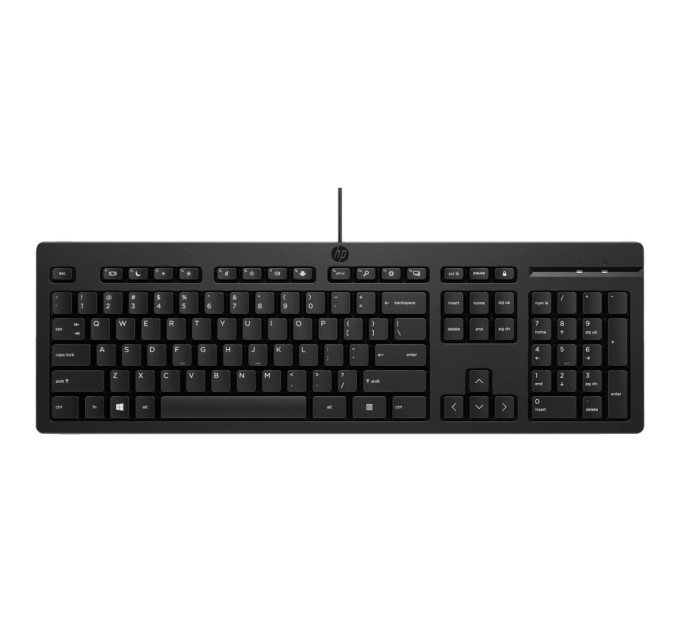 HP Клавіатура мембранна НР 125, 109key, USB-A, EN/UK, чорний