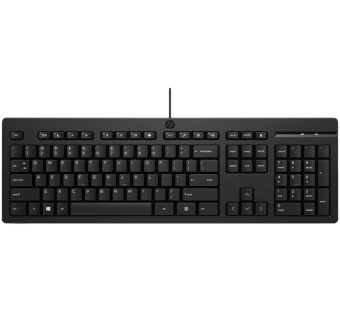 HP Клавіатура мембранна НР 125, 109key, USB-A, EN/UK, чорний