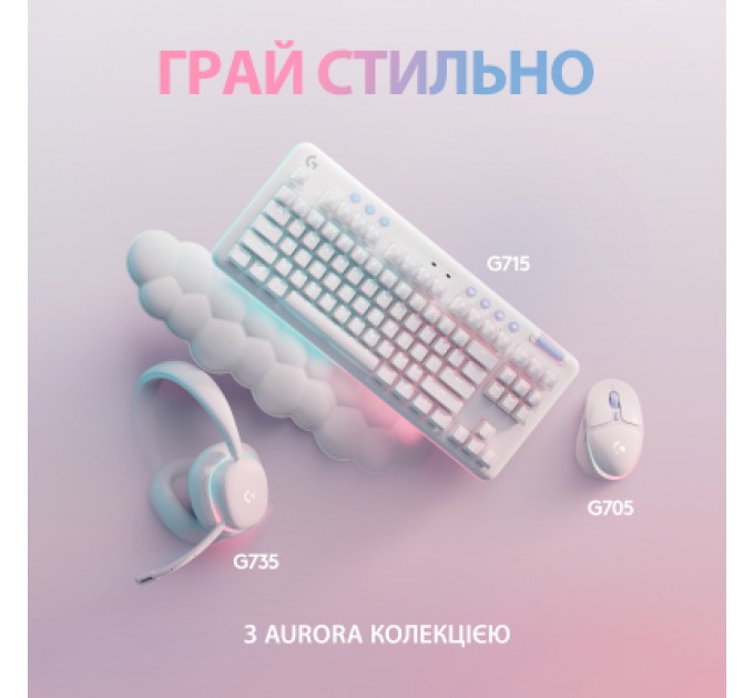 Logitech Клавіатура Logitech G715 Aurora Wireless Gaming GX Brown Lightspeed/Bluetooth UA Off-White (920-010465)