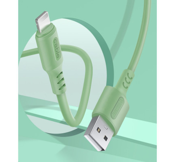 Дата кабель USB 2.0 AM to Micro 5P 1.0m soft silicone green ColorWay (CW-CBUM042-GR)