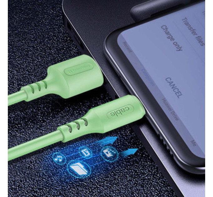 Дата кабель USB 2.0 AM to Micro 5P 1.0m soft silicone green ColorWay (CW-CBUM042-GR)