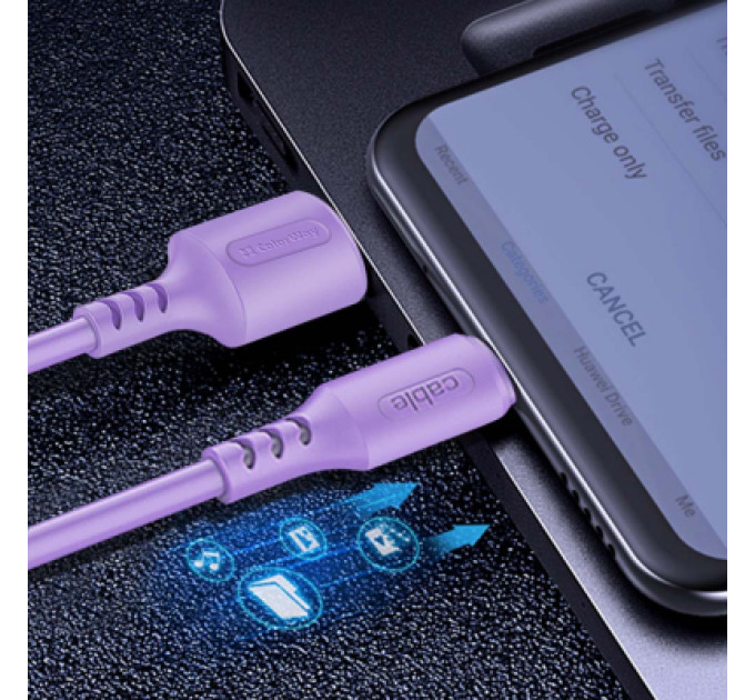 Дата кабель USB 2.0 AM to Micro 5P 1.0m soft silicone violet ColorWay (CW-CBUM044-PU)