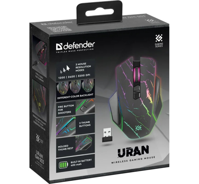 Defender Мишка Defender Uran GM503 Wireless Black (52503)