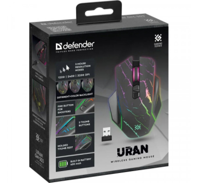 Мишка Defender Uran GM503 Wireless Black (52503)