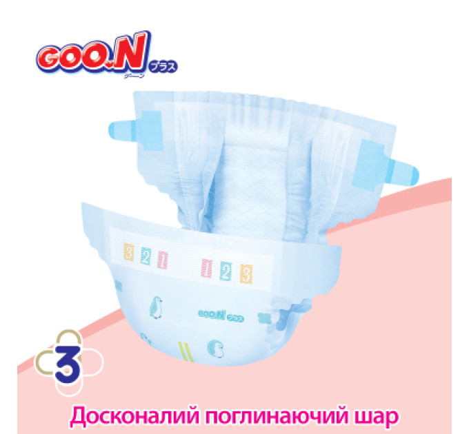 GOO.N Підгузки GOO.N Plus 4-8 кг Розмір S, на ліпучках 62 шт (21001496)