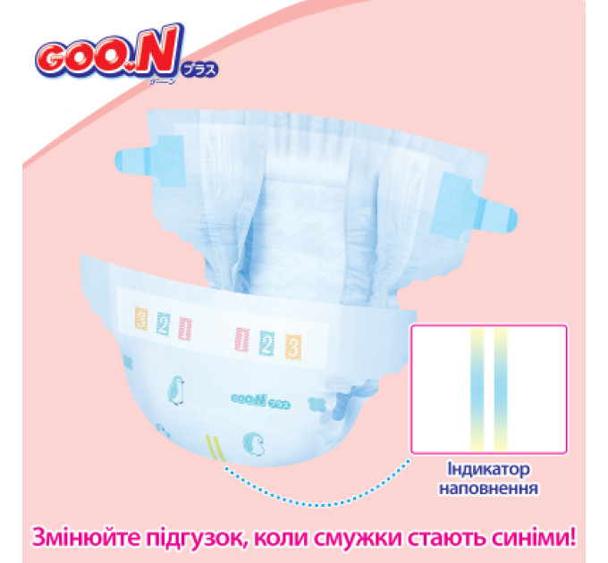 GOO.N Підгузки GOO.N Plus 4-8 кг Розмір S, на ліпучках 62 шт (21001496)