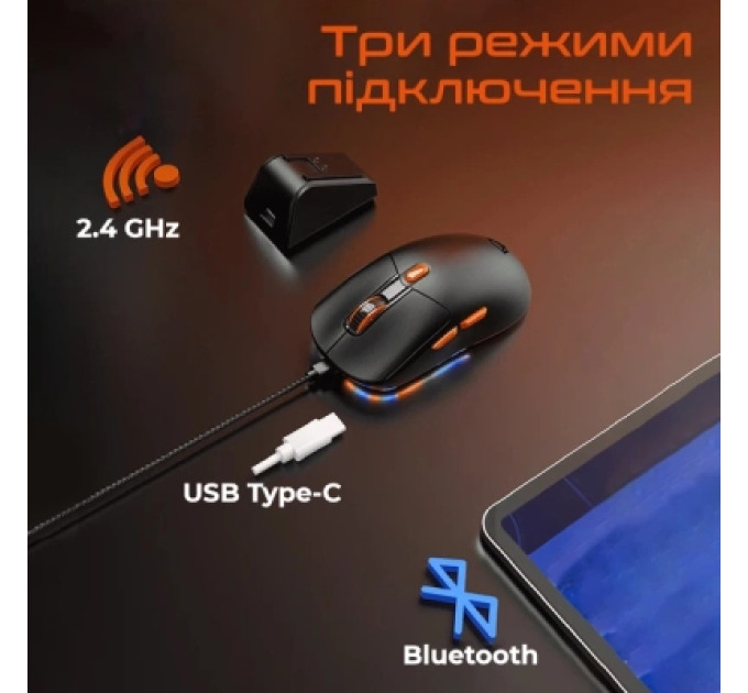 Meetion Мишка Meetion GW38 Wireless/Bluetooth/USB Black (MT-GW38-A)
