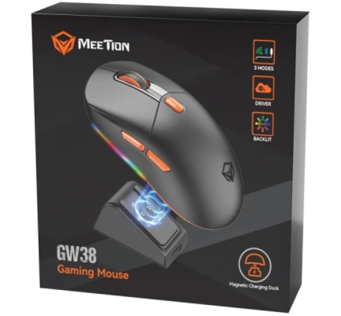 Meetion Мишка Meetion GW38 Wireless/Bluetooth/USB Black (MT-GW38-A)