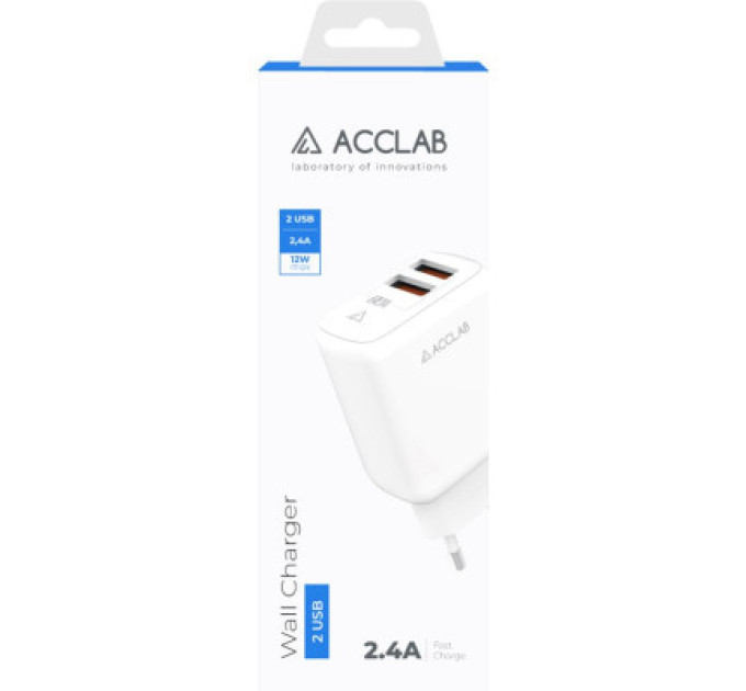 ACCLAB Зарядний пристрій ACCLAB AL-TC224 2хUSB 5В/2,4A/12W (1283126538834)
