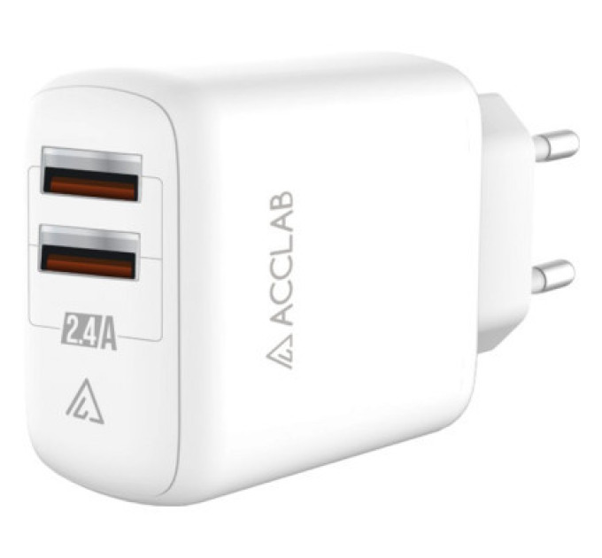 ACCLAB Зарядний пристрій ACCLAB AL-TC224 2хUSB 5В/2,4A/12W (1283126538834)