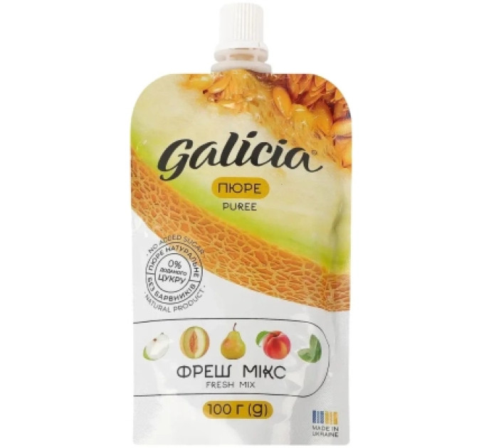 Galicia Дитяче пюре Galicia Фреш мікс зі смаком дині та м'яти 100 г (4820209564525)