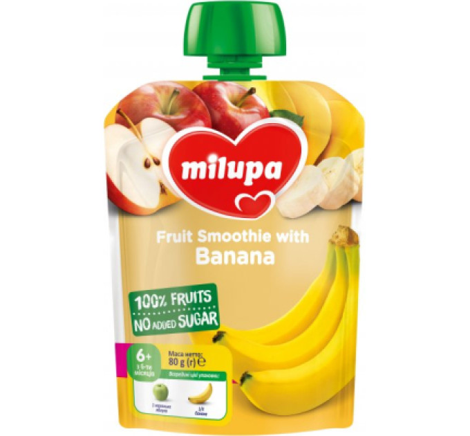 Milupa Дитяче пюре Milupa Яблуко та банан з 6 місяців 80 г (6438091403563)